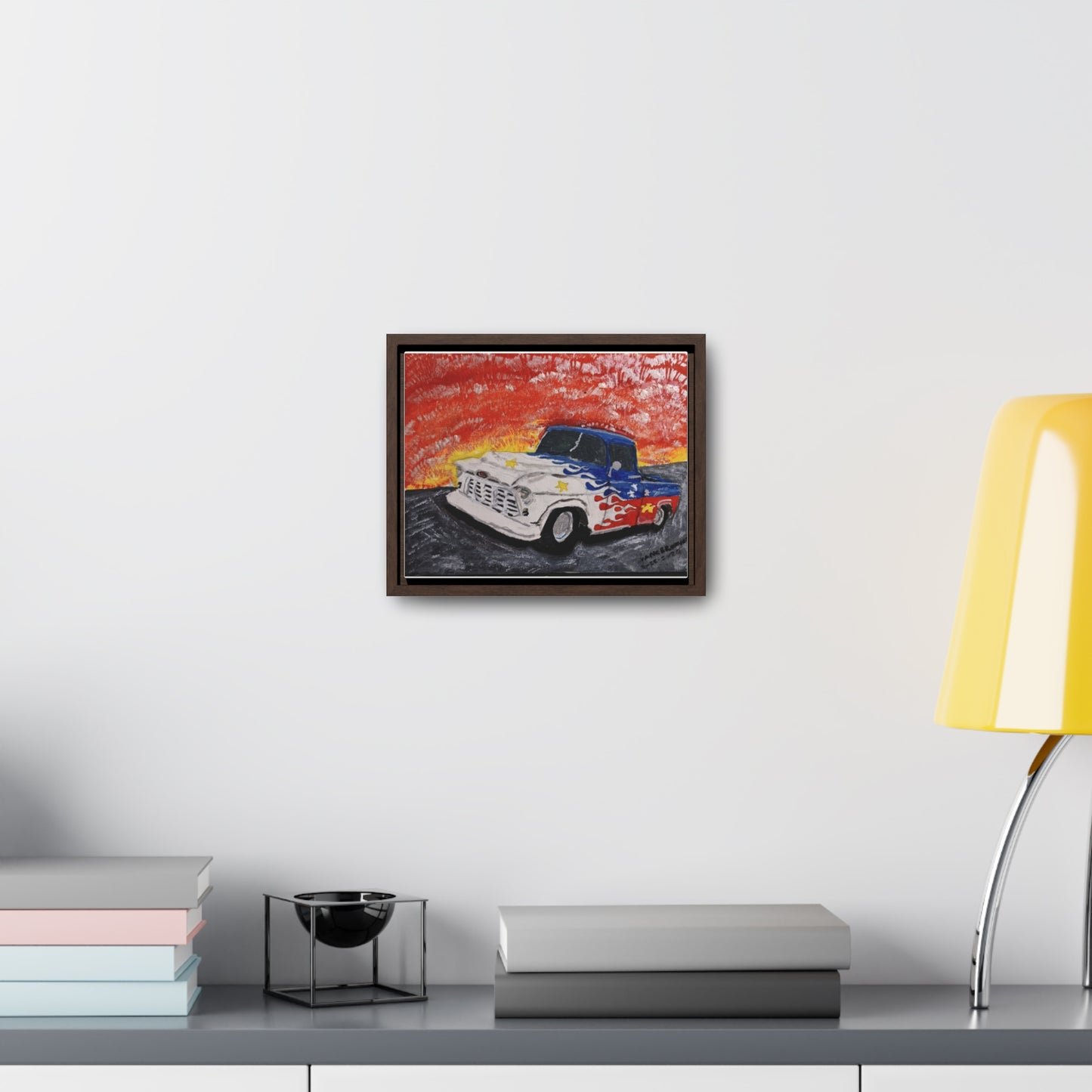 Flaming Acadian flag pickup truck hot rod Canvas Art