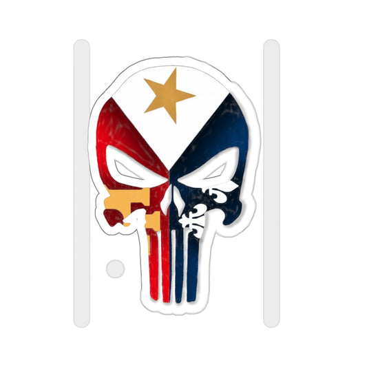 Acadian Flag Punisher Skull Sticker — Die-Cut Vinyl Decal