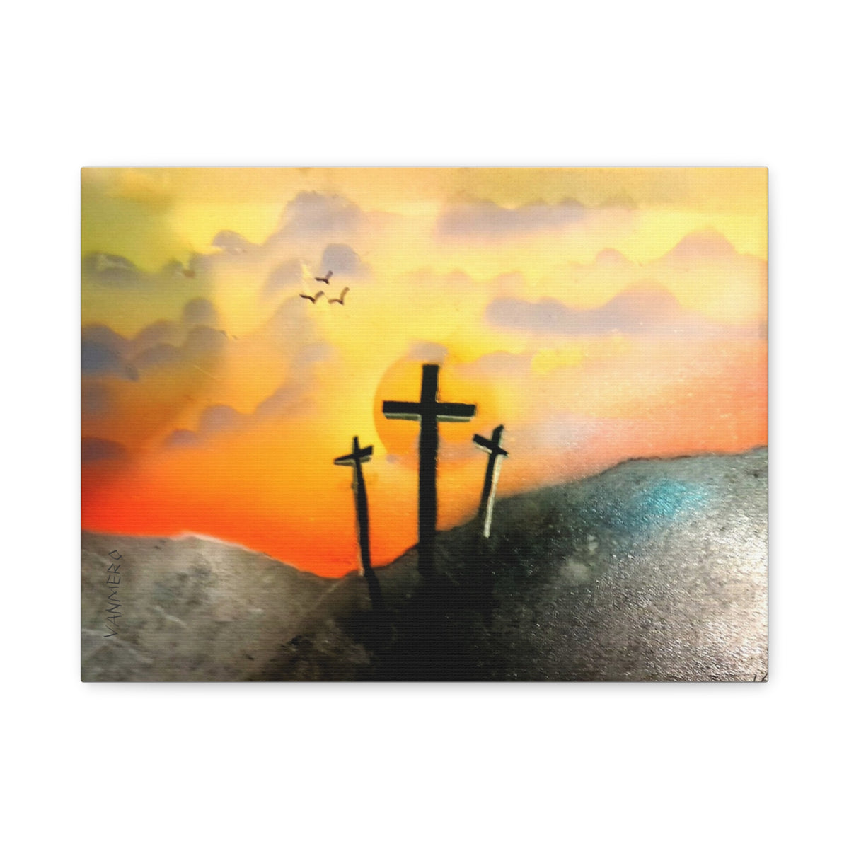 Art Prints Set 3: Sunset on Calvary Matte Canvas Wall Art