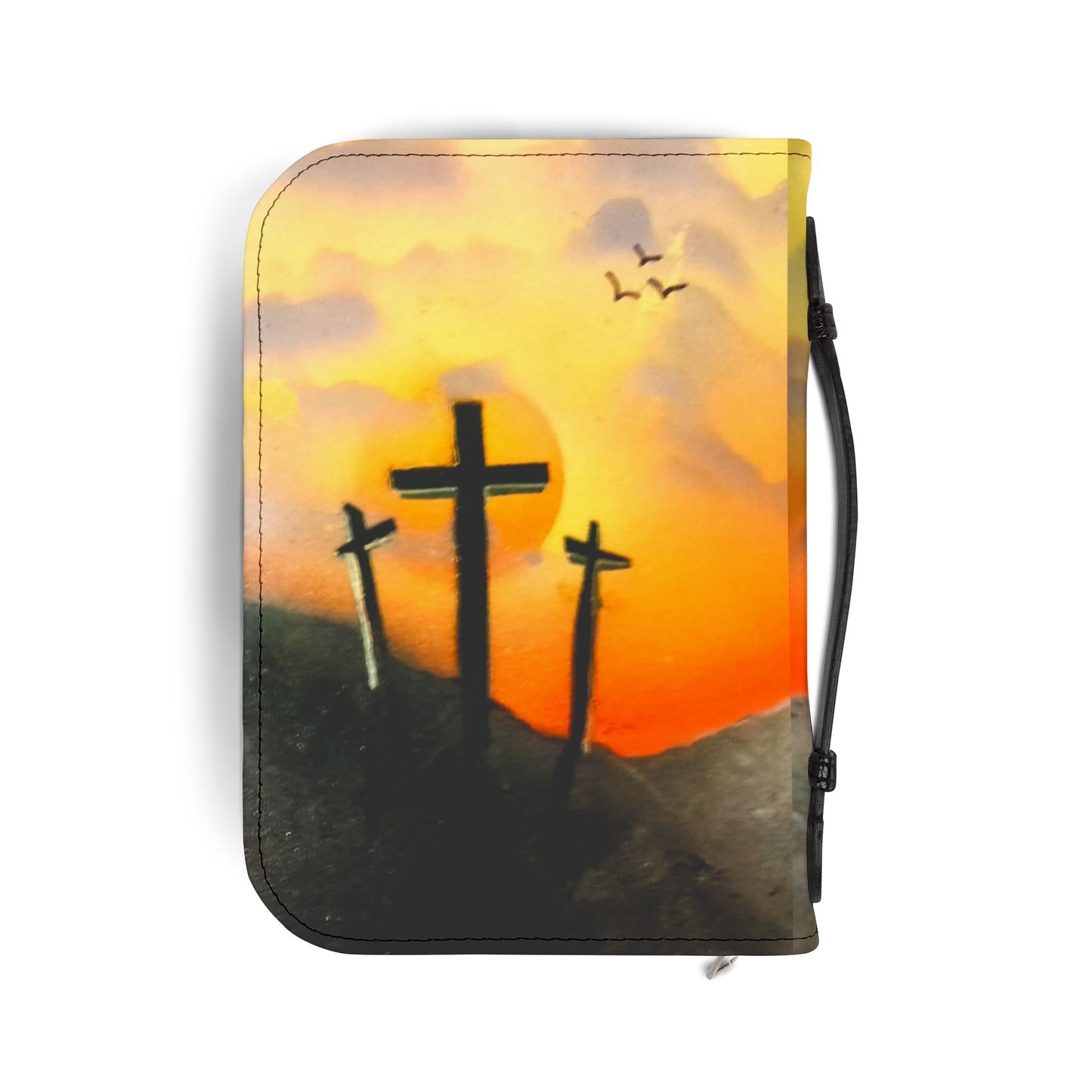 Personalized Sunset on Calvary Bible Cover — Spray Paint Art