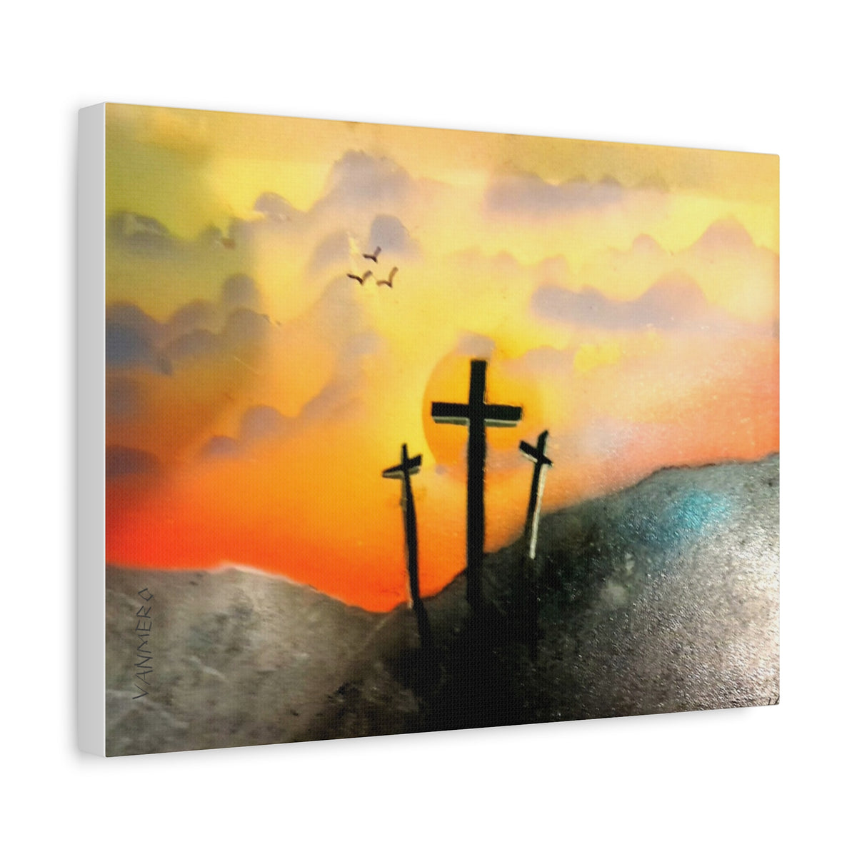 Art Prints Set 3: Sunset on Calvary Matte Canvas Wall Art