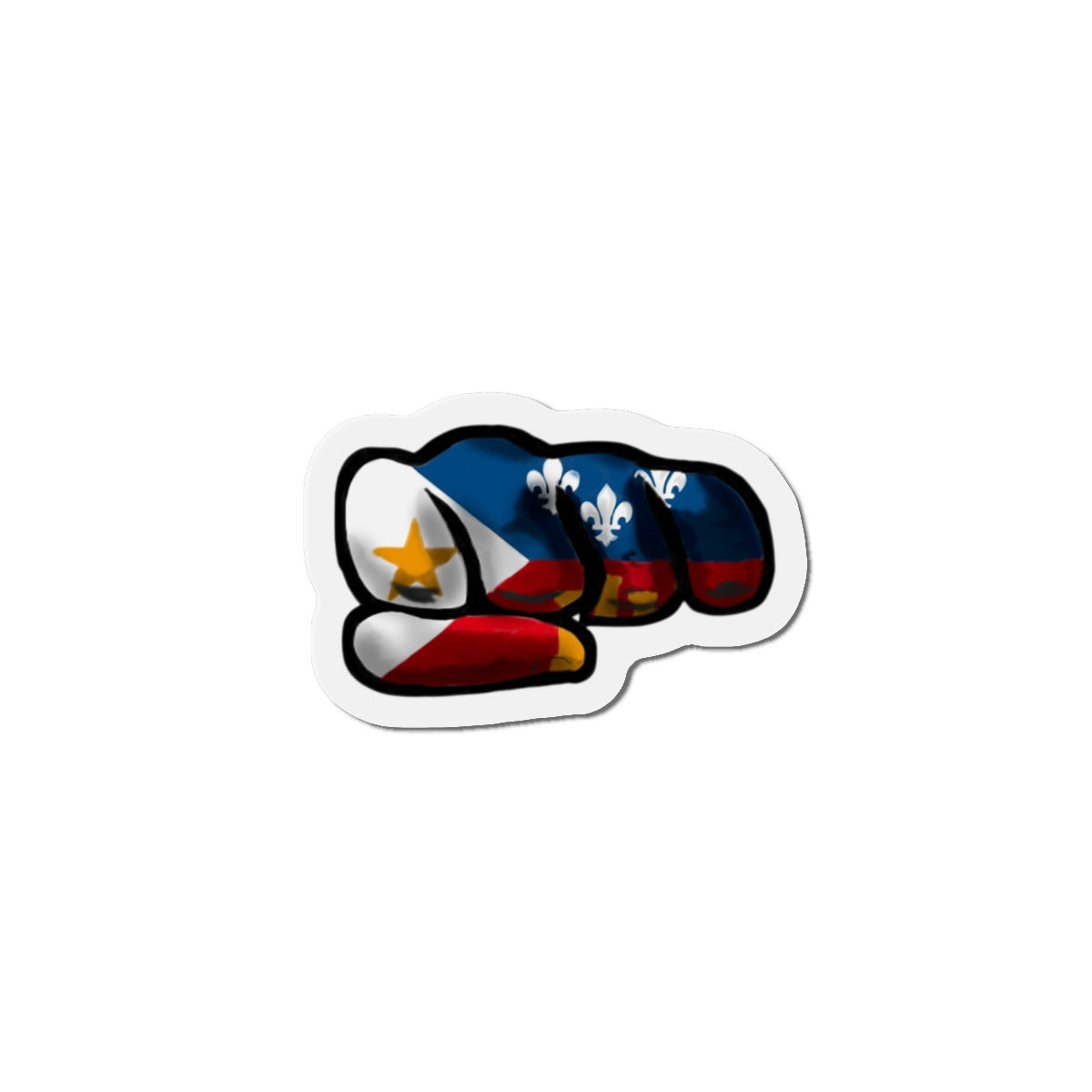 Acadian Flag Fist Die-Cut Magnet — Cajun/Acadian Pride Sticker Alternative