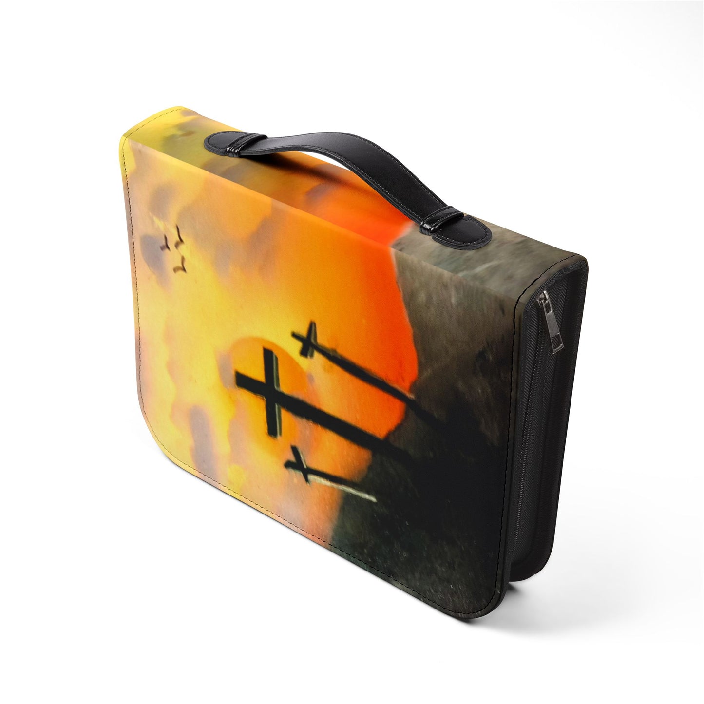 Personalized Sunset on Calvary Bible Cover — Spray Paint Art