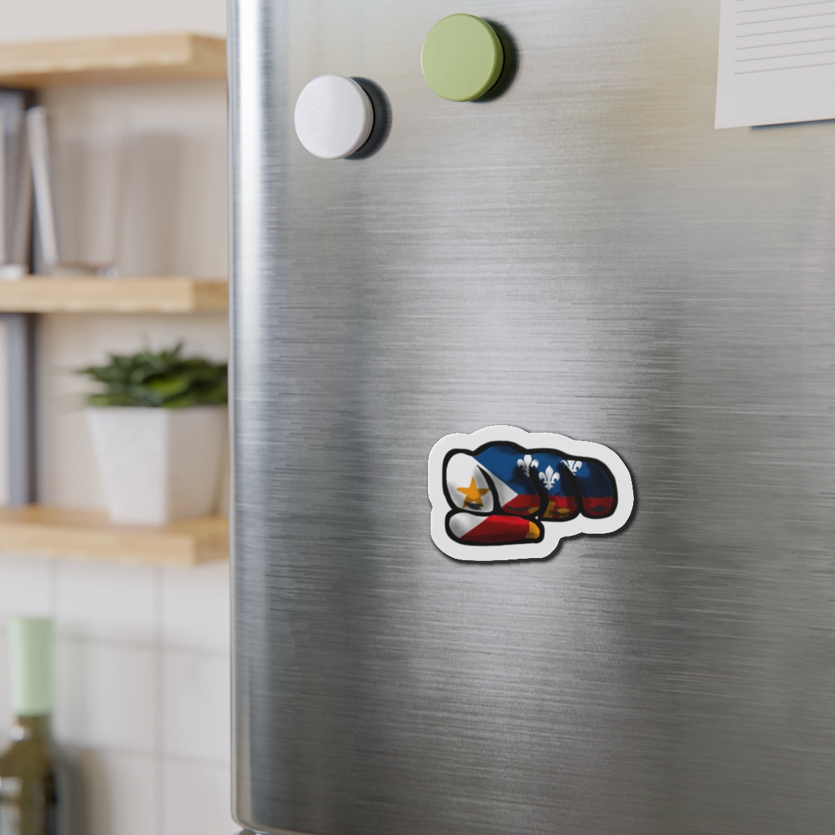 Acadian Flag Fist Die-Cut Magnet — Cajun/Acadian Pride Sticker Alternative