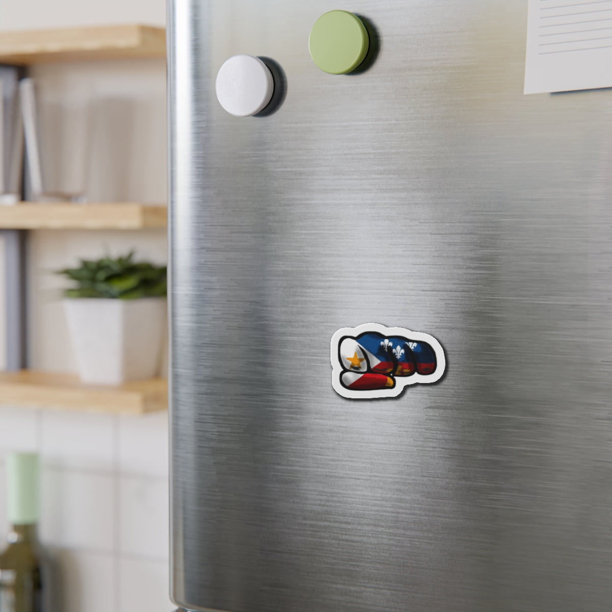 Acadian Flag Fist Die-Cut Magnet — Cajun/Acadian Pride Sticker Alternative