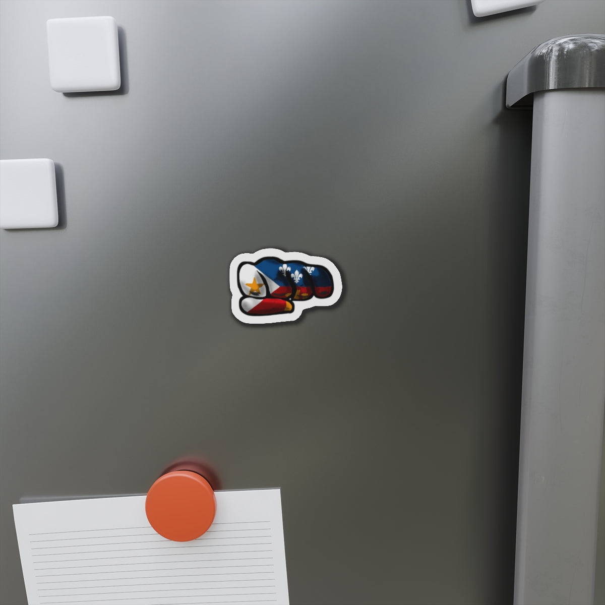 Acadian Flag Fist Die-Cut Magnet — Cajun/Acadian Pride Sticker Alternative