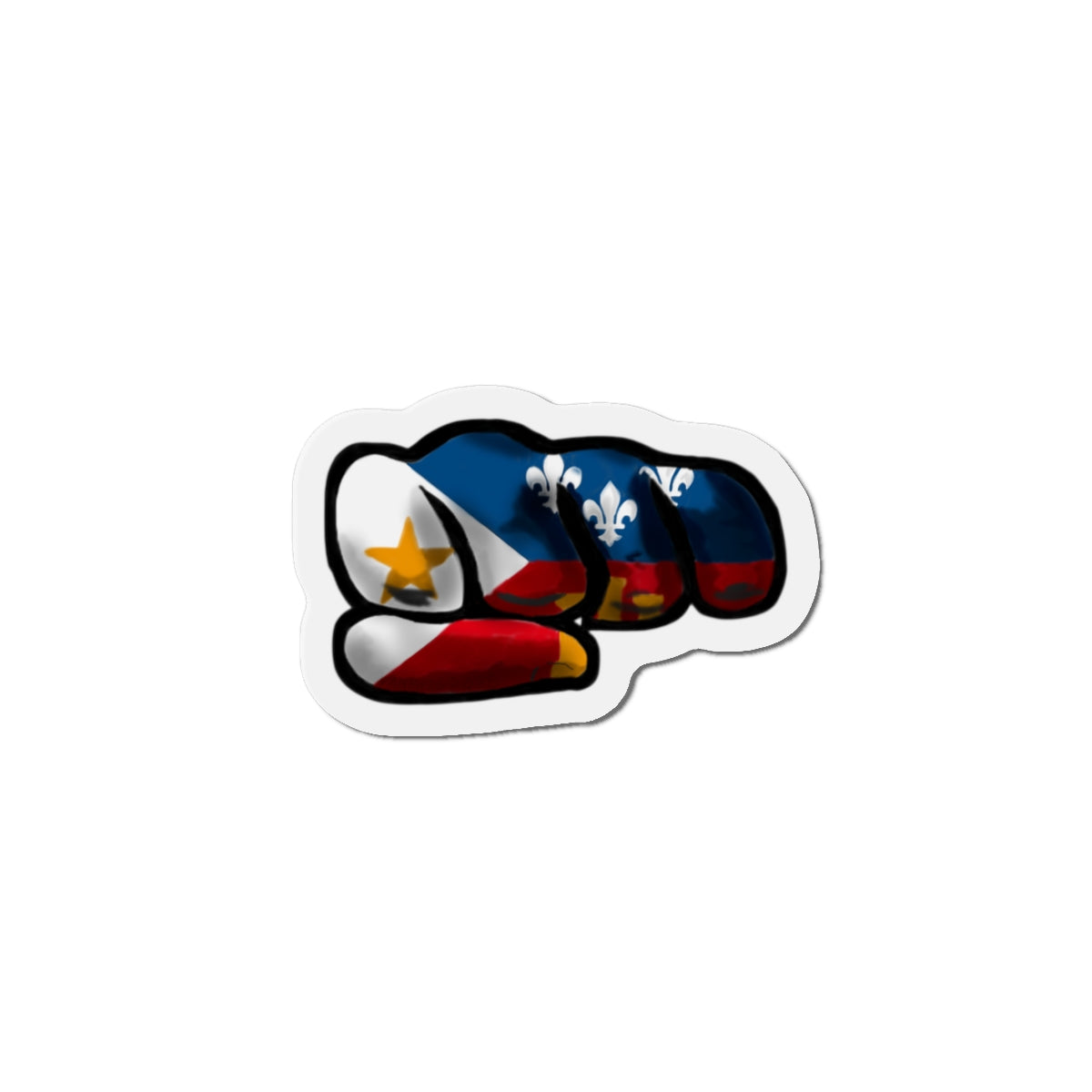 Acadian Flag Fist Die-Cut Magnet — Cajun/Acadian Pride Sticker Alternative