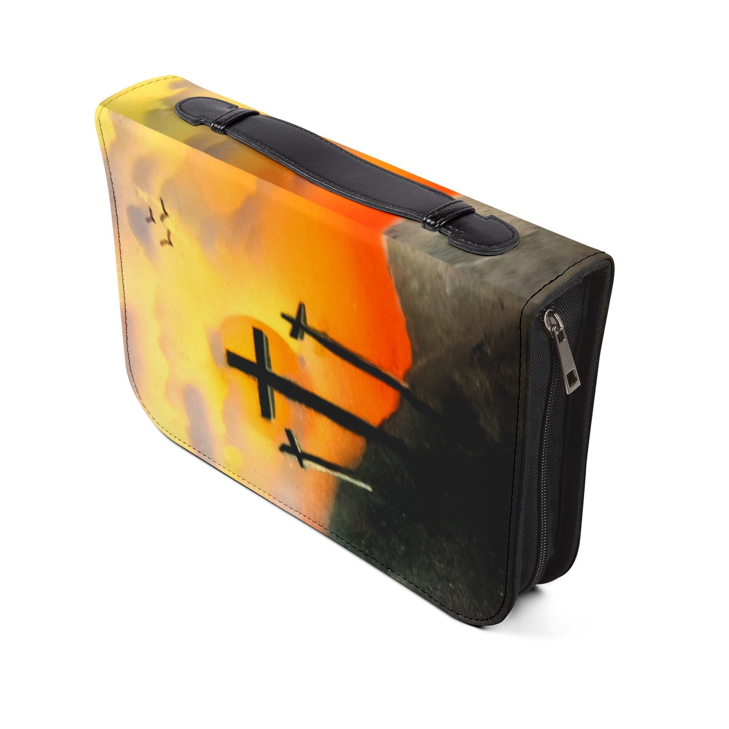 Personalized Sunset on Calvary Bible Cover — Spray Paint Art