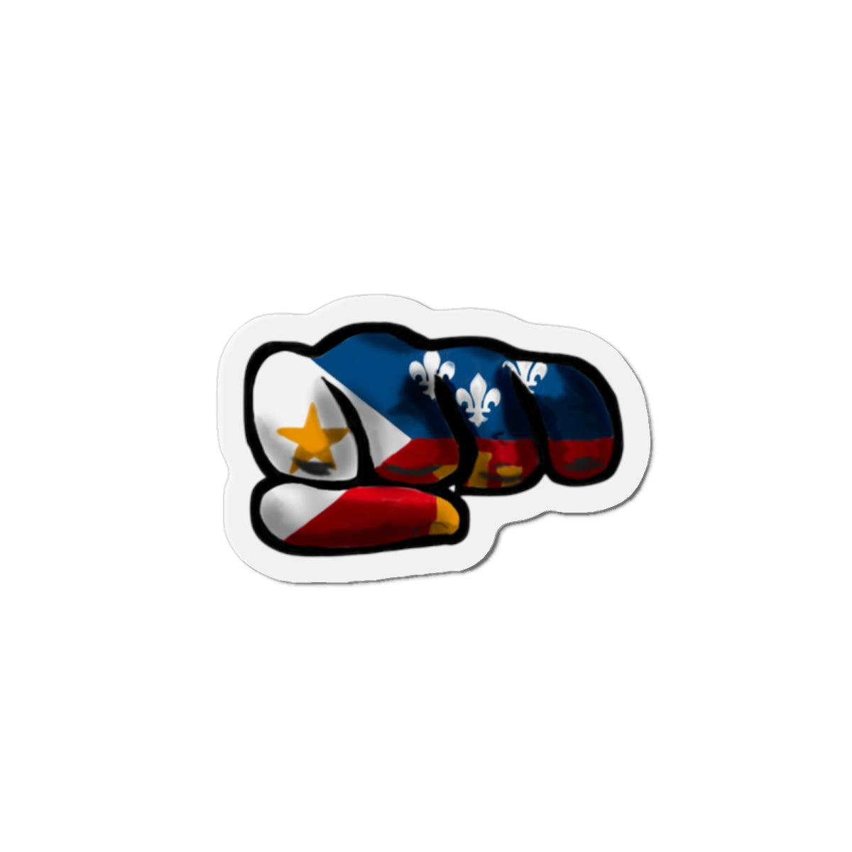 Acadian Flag Fist Die-Cut Magnet — Cajun/Acadian Pride Sticker Alternative