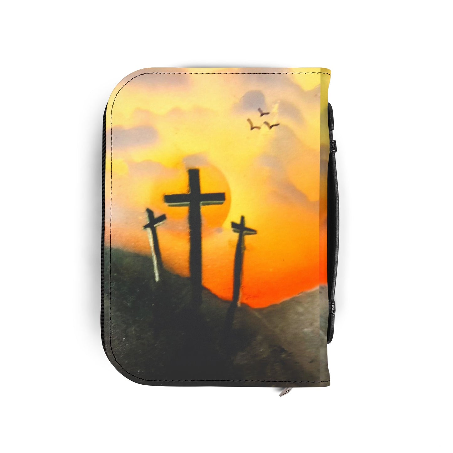 Personalized Sunset on Calvary Bible Cover — Spray Paint Art
