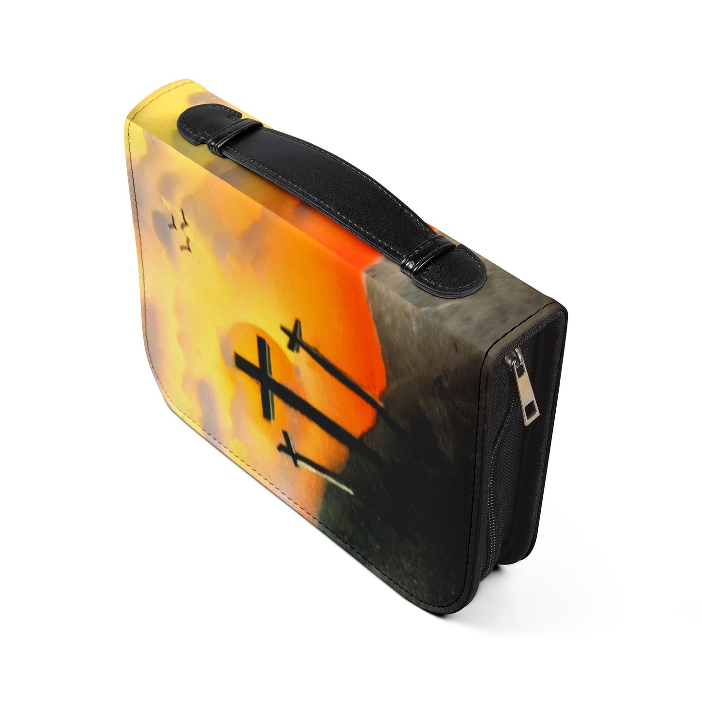 Personalized Sunset on Calvary Bible Cover — Spray Paint Art